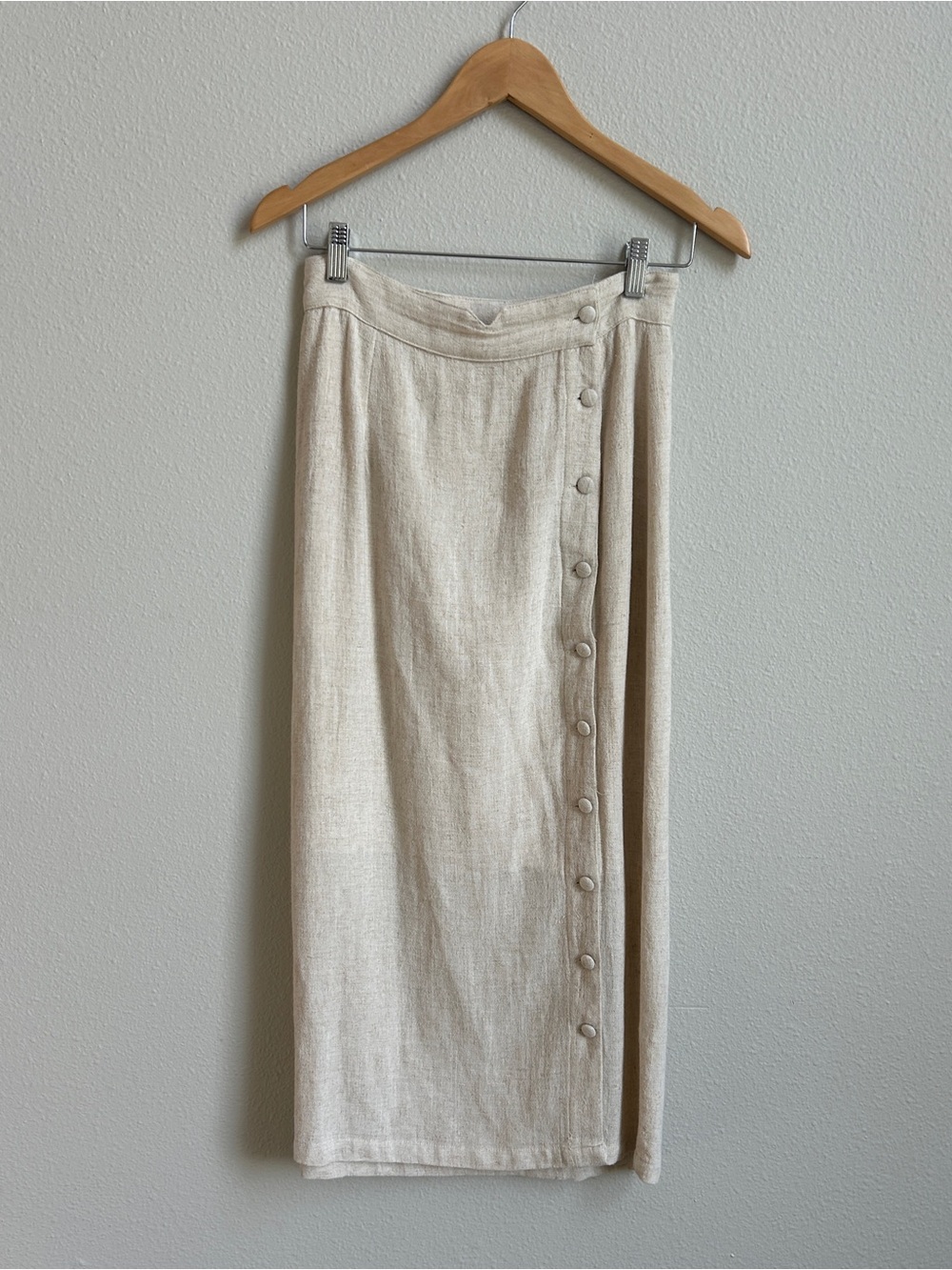 SHEIN Neutral Beige Button-Front Midi Skirt